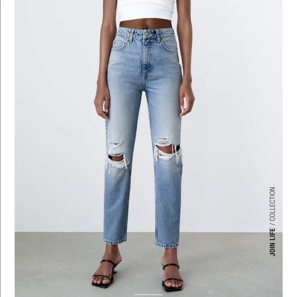 Zara Ripped Mom Fit Jeans